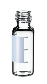 Fisherbrand&trade;&nbsp;Silanized Glass Screw Neck Vial, 8-425 thread, small opening Clear ,flat bottom,silanized,patched, 