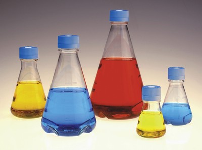 Thermo Scientific&trade;&nbsp;Nalgene&trade; Single-Use PETG Erlenmeyer Flasks with Baffled Bottom: Sterile Sterile PETG Erlenmeyer Flask; 500mL; Baffled Bottom; Blue, Vented Closure Thermo Scientific&trade;&nbsp;Nalgene&trade; Single-Use PETG Erlenmeyer Flasks with Baffled Bottom: Sterile