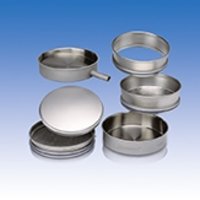 RETSCH&nbsp;Auffangbehälter aus Edelstahl mit Auslass für Analysensiebe Durchmesser: 200 mm; Höhe: 50 mm; mit Auslass 