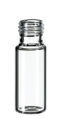Fisherbrand&trade;&nbsp;Flacon en verre à filetage court 9 mm, à ouverture large, transparent Silanisé, fond plat,1.5 ml 
