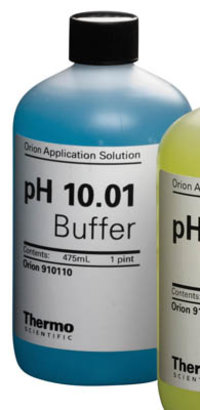 Thermo Scientific&trade;&nbsp;Flacons de tampon pH Orion&trade; Tampon de pH 10,01, code couleur bleu, 475 ml 