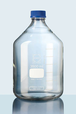 DWK Life Sciences&nbsp;DURAN&trade; GLS 80&trade; Laboratory Bottle, Wide Mouth, Clear, Protect coated, GLS 80&trade; Thread, Plastic safety coated, Graduated 3500 mL DWK Life Sciences&nbsp;DURAN&trade; GLS 80&trade; Laboratory Bottle, Wide Mouth, Clear, Protect coated, GLS 80&trade; Thread, Plastic safety coated, Graduated