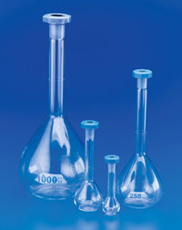 Fisherbrand&trade;&nbsp;Matraz aforado de clase A de vidrio borosilicatado transparente con tapón Capacidad: 10 ml 