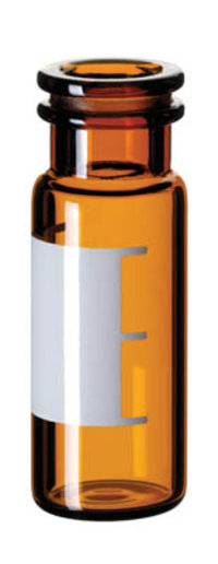 Fisherbrand&trade;&nbsp;Flacon en verre avec anneau à clipser 11 mm, large ouverture, ambré Silanisé, fond plat,1.5 ml 