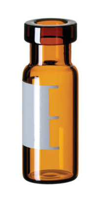 Fisherbrand&trade;&nbsp;Flacon 11 mm avec col à sertir, en verre ambré Font plat ,1.5 ml, hauteur ,32 mm, silanisé 