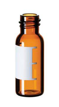 Fisherbrand&trade;&nbsp;Silanized Glass Screw Neck Vial, 8-425 thread, small opening Amber, patched, flat bottom,silanized,1.5ml, 