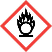 Hazard Warning Label 'Oxidiser' Self-Adhesive GHS and CLP Compliant 20x20mm  