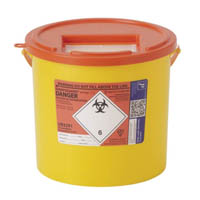 Daniels Healthcare&trade;&nbsp;Sharpsguard&trade; Orange Multi-Purpose Sharps Container with Pail Handle Capacity (Metric): 9.27 L; Height (Metric): 249 mm; Length (Metric): 275 mm; Opening Size (Metric): 48 mm x 148 mm (L x W) 