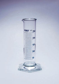 Probeta de vidrio Pyrex&trade; de perfil bajo Capacidad: 500 ml; graduaciones: 10 ml 