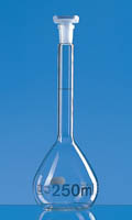 BRAND&trade;&nbsp;Blaubrand&trade; Class A Borosilicate Glass Volumetric Flasks with Polypropylene Stopper Capacity: 25mL; Frosted NS 10/19 